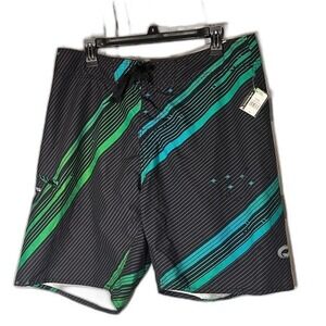 O'Rageous board shorts black green size 34 NWT